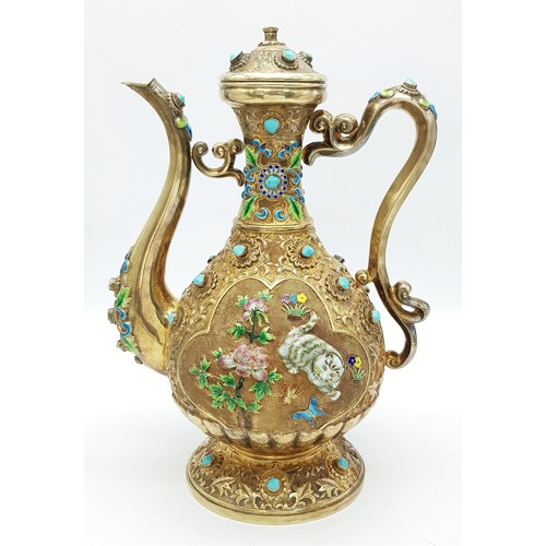 1501 - A Magnificent Chinese 20th Century, Solid Silver and Enamel Tea Set and Tray. Incredible workmanship... 