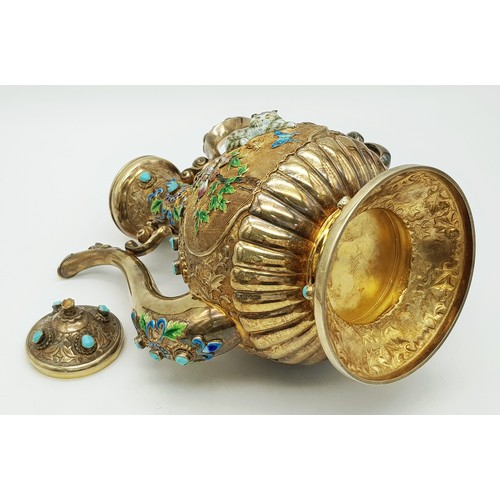 1501 - A Magnificent Chinese 20th Century, Solid Silver and Enamel Tea Set and Tray. Incredible workmanship... 