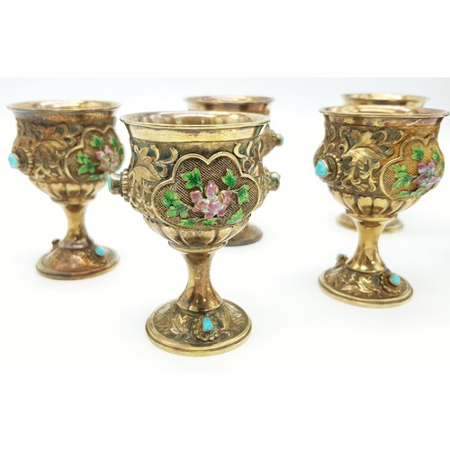1501 - A Magnificent Chinese 20th Century, Solid Silver and Enamel Tea Set and Tray. Incredible workmanship... 