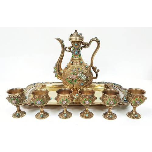 1501 - A Magnificent Chinese 20th Century, Solid Silver and Enamel Tea Set and Tray. Incredible workmanship... 
