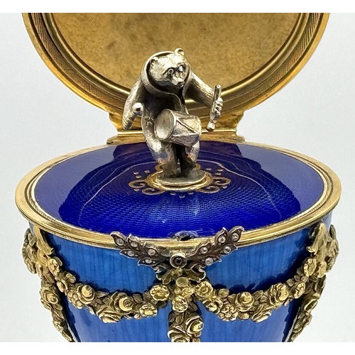722 - A Diamond Set Gilded Silver, Enamel and Nephrite Jade Surprise Egg. Russian Imperial style 'Easter E... 