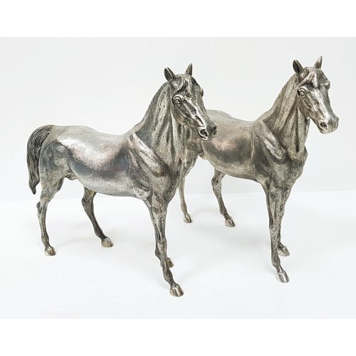 A Stunning Pair of Large 20th Century Silver Spanish Thoroughbreds. Circa 1950. 4.3kg total weight. Winning bidder must collect from Cadmore HQ or arrange a courier service.