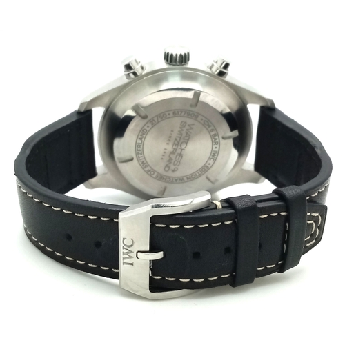 31 - Am IWC Limited Edition (21 of 50) Pilots Automatic Chronograph Watch. Model IW371813. Black leather ... 