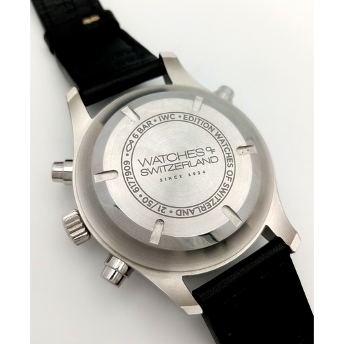 31 - Am IWC Limited Edition (21 of 50) Pilots Automatic Chronograph Watch. Model IW371813. Black leather ... 