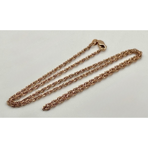 23 - A 9K Rose Gold Double Link Chain Necklace. 51cm in Length. Total Weight 2.11 Grams.