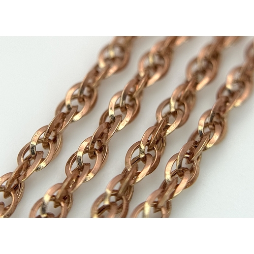 23 - A 9K Rose Gold Double Link Chain Necklace. 51cm in Length. Total Weight 2.11 Grams.
