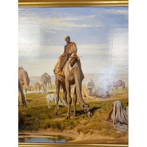45 - Frederick Goodall R.A. (British, 1822–1904), Arabs and Camels at a Watering Place. Signed with monog... 