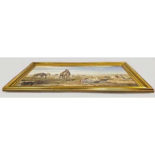 45 - Frederick Goodall R.A. (British, 1822–1904), Arabs and Camels at a Watering Place. Signed with monog... 
