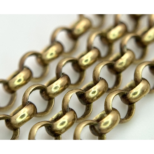 9 - A 9K Yellow Gold Belcher Link Chain Necklace. 62cm in Length. Total Weight 11 Grams.