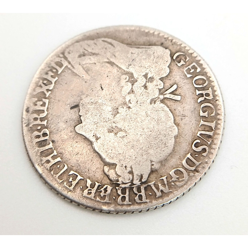 507 - A 1721/0 George I Silver Shilling Coin.