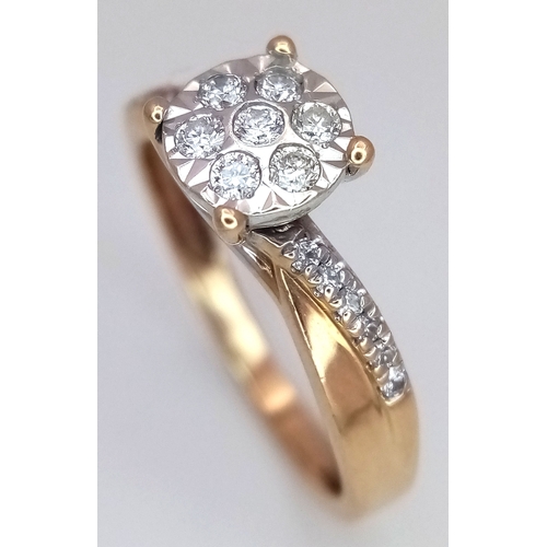 545 - A 9K WHITE GOLD, DIAMOND SET TWIST DESIGN RING. 0.20CTW. 2.1G, SIZE J. SC 5050