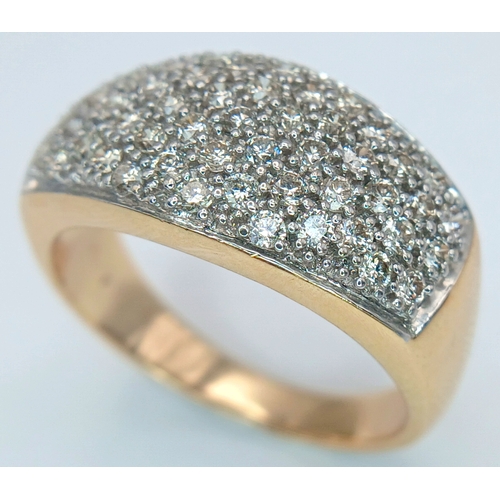 55 - AN 18K YELLOW GOLD, DIAMOND SET RING. 1.20CTW. 8.8G, SIZE P. SC 5103