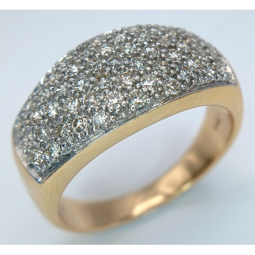 55 - AN 18K YELLOW GOLD, DIAMOND SET RING. 1.20CTW. 8.8G, SIZE P. SC 5103