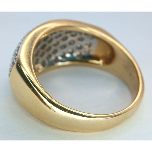 55 - AN 18K YELLOW GOLD, DIAMOND SET RING. 1.20CTW. 8.8G, SIZE P. SC 5103