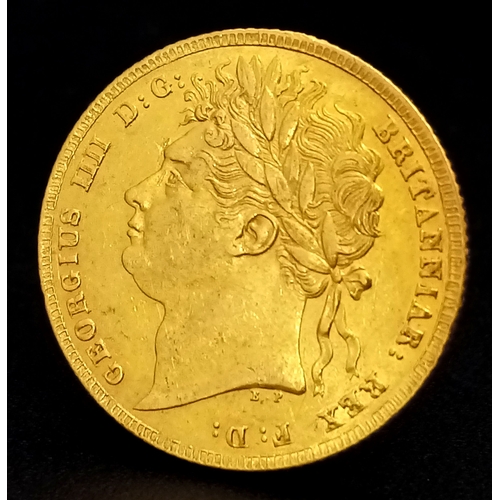 17 - A Rare 1824 George IV Gold Sovereign Coin. Obverse with laureate head portrait of King George IV, re... 