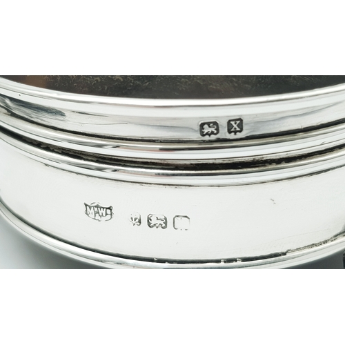46 - An Antique Mappin & Webb Sterling Silver and Tortoise Shell Trinket Box. Velvet lining. Hallmarks fo... 