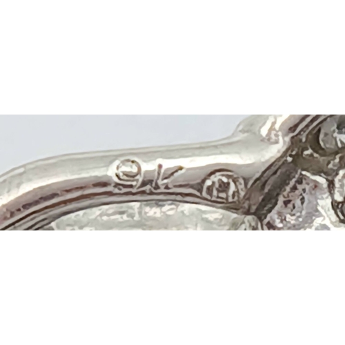 559 - A 9K WHITE GOLD, DIAMOND SET, OPEN HEART PENDANT. ENGRAVED ON THE BACK 