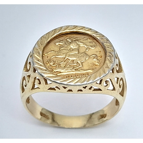 557 - A Vintage Gold Gilded Sterling Silver St. George and the Dragon Signet Ring. Size V. The Ring measur... 