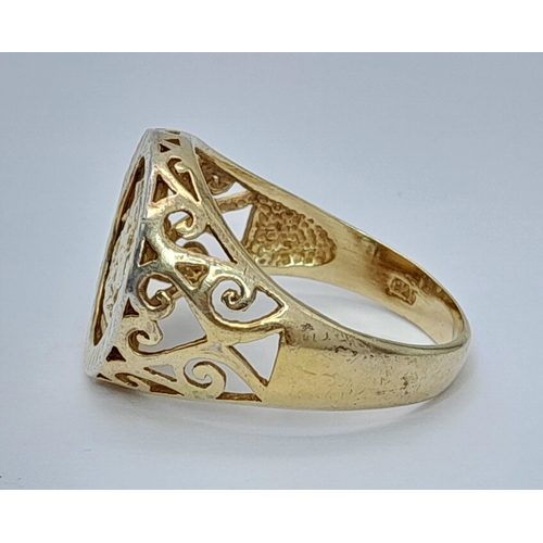 557 - A Vintage Gold Gilded Sterling Silver St. George and the Dragon Signet Ring. Size V. The Ring measur... 