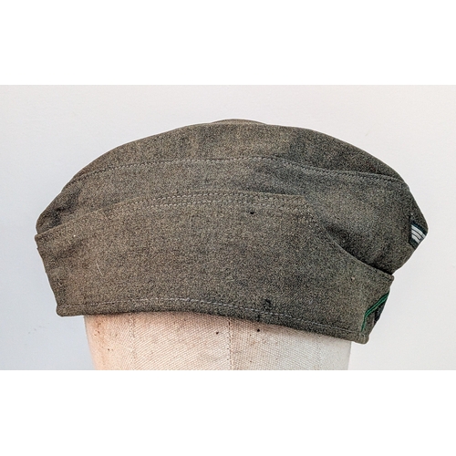 60 - WW2 German Heer (Army) Nco’s Tailor Made M34 Overseas Side Cap). With green soutache for Gebirgsjäge... 