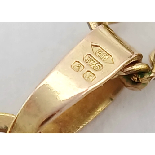 22 - A 9K GOLD LOCKET PENDANT ON A 56cms 9K GOLD NECK CHAIN WITH NICELY DECORATED FRONT AND UNUSUAL SQUAR... 
