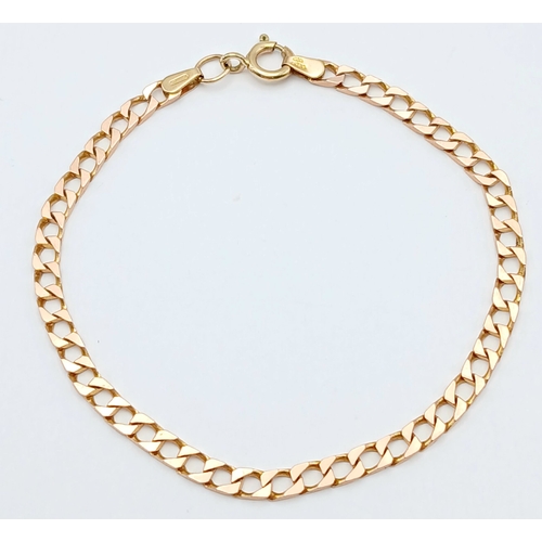 29 - A 9K ROSEGOLD CURB LINK BRACELET .      4.2gms    19cms
