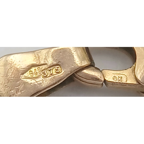 43 - A CLASSIC 9K GOLD HERRINGBONE LINK BRACELET .      4.8gms         19cms