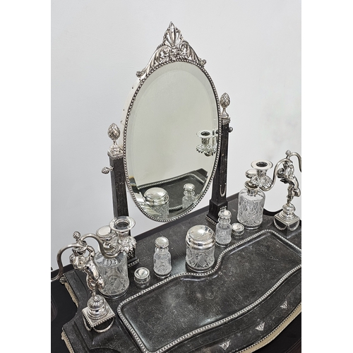 8 - A RARE BEAUTIFUL WOOD AND SOLID SILVER PORTUGESE VANITY TABLE (CIRCA 1860) ALL TRIMMINGS BEING SILVE... 