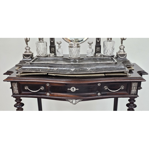 8 - A RARE BEAUTIFUL WOOD AND SOLID SILVER PORTUGESE VANITY TABLE (CIRCA 1860) ALL TRIMMINGS BEING SILVE... 