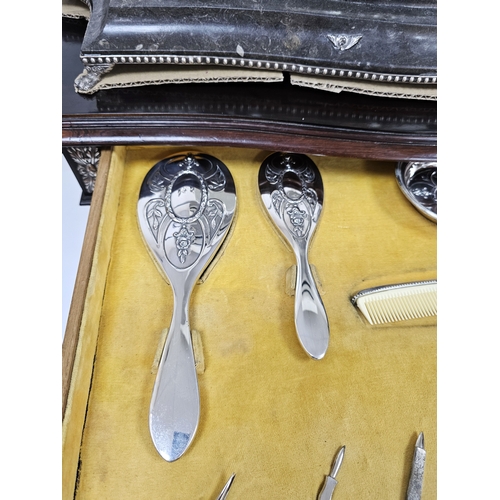 8 - A RARE BEAUTIFUL WOOD AND SOLID SILVER PORTUGESE VANITY TABLE (CIRCA 1860) ALL TRIMMINGS BEING SILVE... 