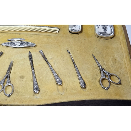 8 - A RARE BEAUTIFUL WOOD AND SOLID SILVER PORTUGESE VANITY TABLE (CIRCA 1860) ALL TRIMMINGS BEING SILVE... 