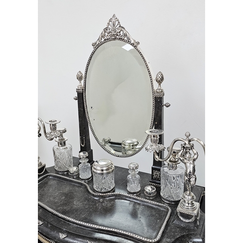 8 - A RARE BEAUTIFUL WOOD AND SOLID SILVER PORTUGESE VANITY TABLE (CIRCA 1860) ALL TRIMMINGS BEING SILVE... 