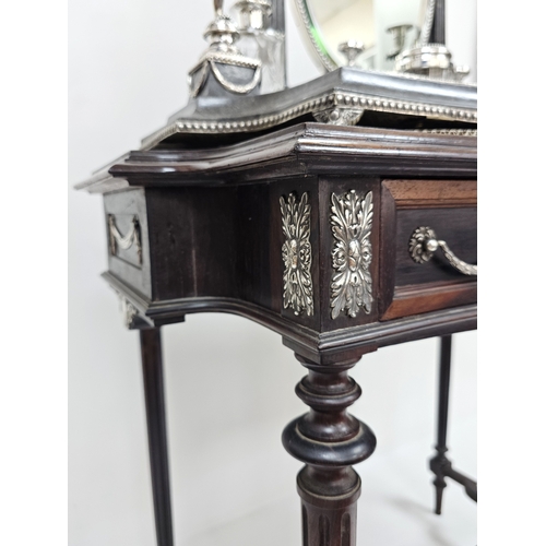 8 - A RARE BEAUTIFUL WOOD AND SOLID SILVER PORTUGESE VANITY TABLE (CIRCA 1860) ALL TRIMMINGS BEING SILVE... 