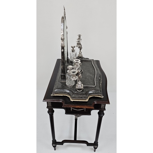 8 - A RARE BEAUTIFUL WOOD AND SOLID SILVER PORTUGESE VANITY TABLE (CIRCA 1860) ALL TRIMMINGS BEING SILVE... 