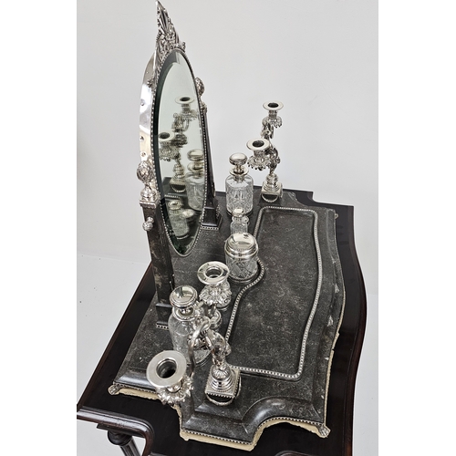 8 - A RARE BEAUTIFUL WOOD AND SOLID SILVER PORTUGESE VANITY TABLE (CIRCA 1860) ALL TRIMMINGS BEING SILVE... 