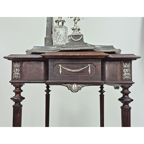 8 - A RARE BEAUTIFUL WOOD AND SOLID SILVER PORTUGESE VANITY TABLE (CIRCA 1860) ALL TRIMMINGS BEING SILVE... 