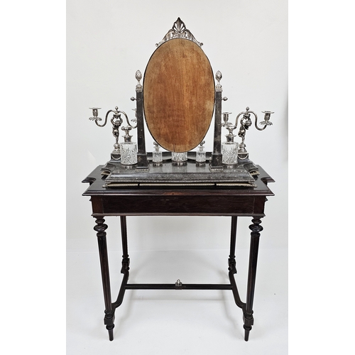 8 - A RARE BEAUTIFUL WOOD AND SOLID SILVER PORTUGESE VANITY TABLE (CIRCA 1860) ALL TRIMMINGS BEING SILVE... 