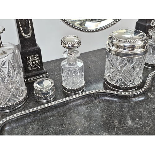 8 - A RARE BEAUTIFUL WOOD AND SOLID SILVER PORTUGESE VANITY TABLE (CIRCA 1860) ALL TRIMMINGS BEING SILVE... 