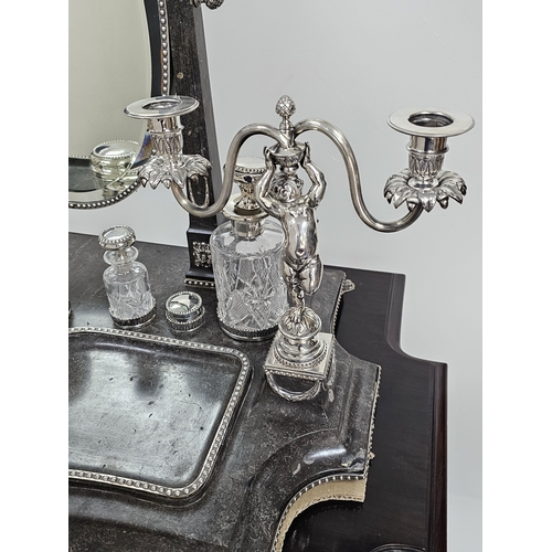 8 - A RARE BEAUTIFUL WOOD AND SOLID SILVER PORTUGESE VANITY TABLE (CIRCA 1860) ALL TRIMMINGS BEING SILVE... 