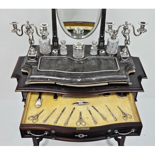 8 - A RARE BEAUTIFUL WOOD AND SOLID SILVER PORTUGESE VANITY TABLE (CIRCA 1860) ALL TRIMMINGS BEING SILVE... 