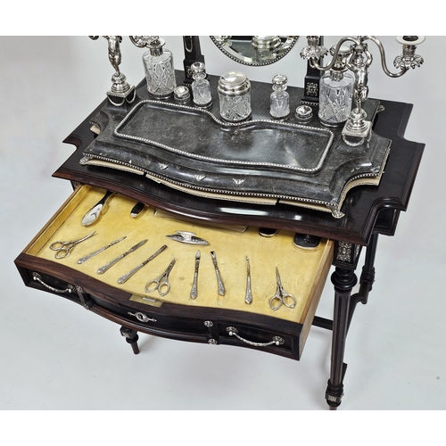 8 - A RARE BEAUTIFUL WOOD AND SOLID SILVER PORTUGESE VANITY TABLE (CIRCA 1860) ALL TRIMMINGS BEING SILVE... 