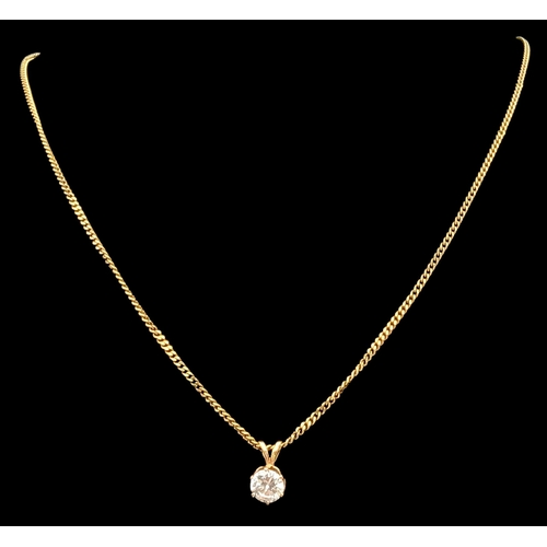 548 - A 9K GOLD NECK CHAIN WITH A CZ PENDANT.    3.7gms    44cms