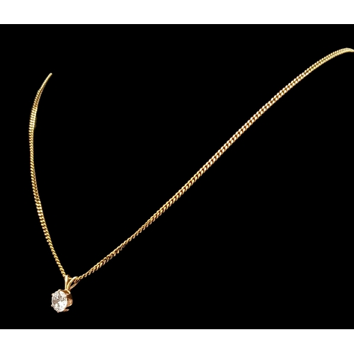 548 - A 9K GOLD NECK CHAIN WITH A CZ PENDANT.    3.7gms    44cms