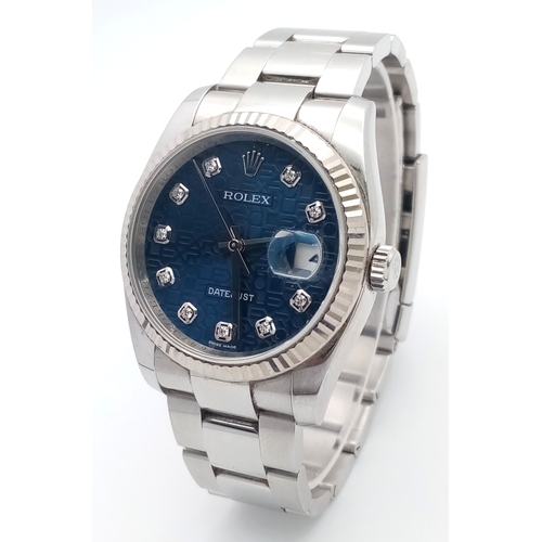 47 - A Rolex Datejust Automatic Gents Watch. Model 116234. Stainless steel bracelet and case - 36mm. Ice ... 