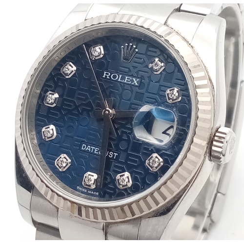 47 - A Rolex Datejust Automatic Gents Watch. Model 116234. Stainless steel bracelet and case - 36mm. Ice ... 