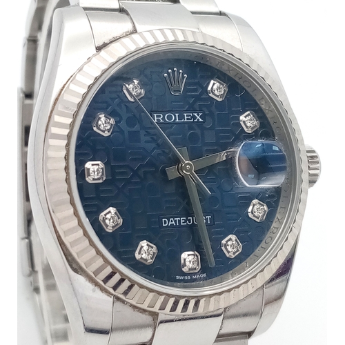 47 - A Rolex Datejust Automatic Gents Watch. Model 116234. Stainless steel bracelet and case - 36mm. Ice ... 