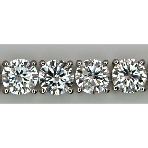 26 - A W.G.I Certified 10K White Gold, Diamond Tennis Necklace. Set with 114 round brilliant lab grown di... 