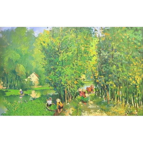 52 - Rural Life Scene by Do Xuan Doan, 100 x 150 cm, Oil Painting. Signed Do Xuan Doan in the lower right... 