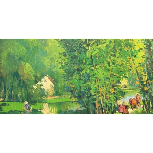 52 - Rural Life Scene by Do Xuan Doan, 100 x 150 cm, Oil Painting. Signed Do Xuan Doan in the lower right... 