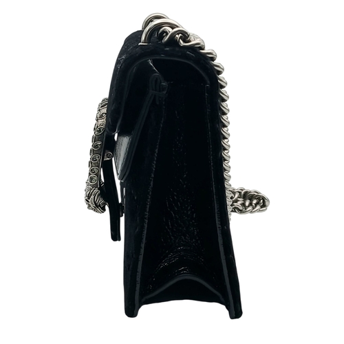2 - A Gucci Velvet GG Monogram Dionysus Shoulder Bag. Black GG monogram velvet exterior with black paten... 
